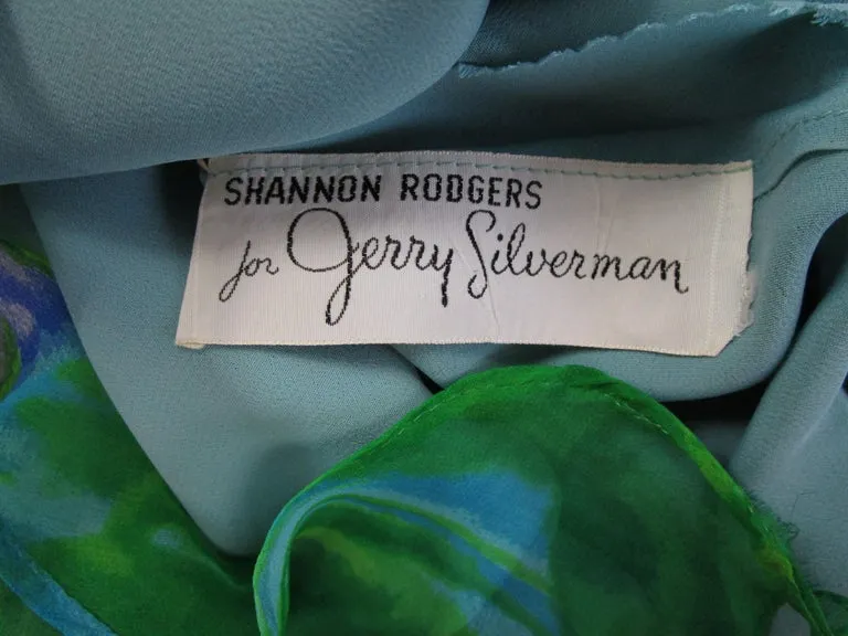 1960s Psychedelic Jerry Silverman Silk Low Back Mini Dress with Organza Overlay
