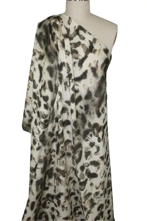 Abstract Print Wool Challis - Browns/Ivory