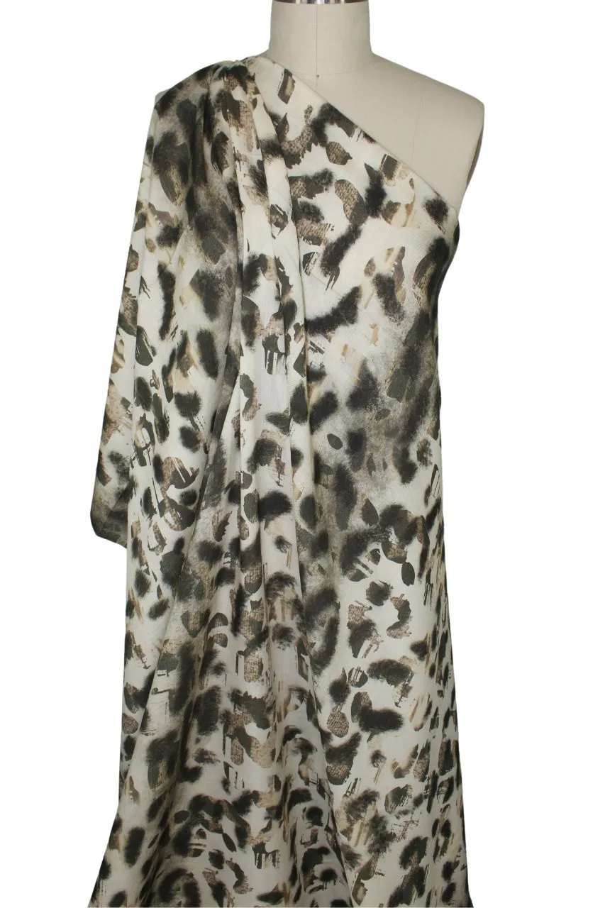 Abstract Print Wool Challis - Browns/Ivory