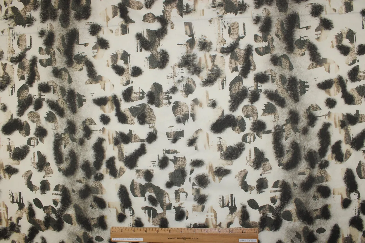 Abstract Print Wool Challis - Browns/Ivory