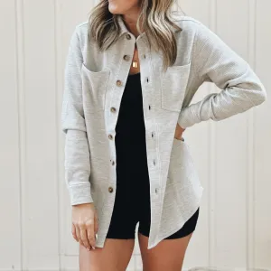 ADULT WAFFLE SHACKET | HEATHER GRAY