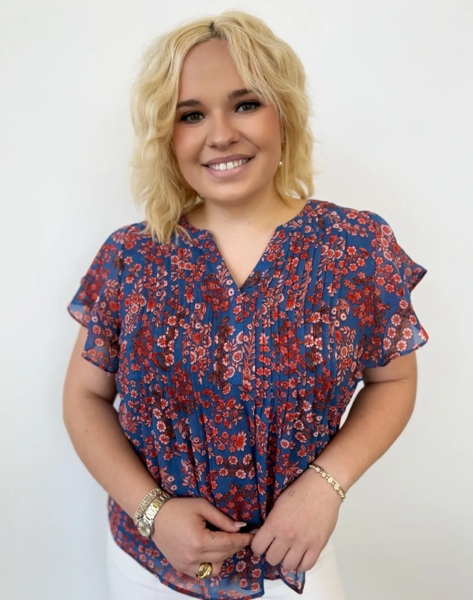 Annamarie Pleated Ruffle Blouse