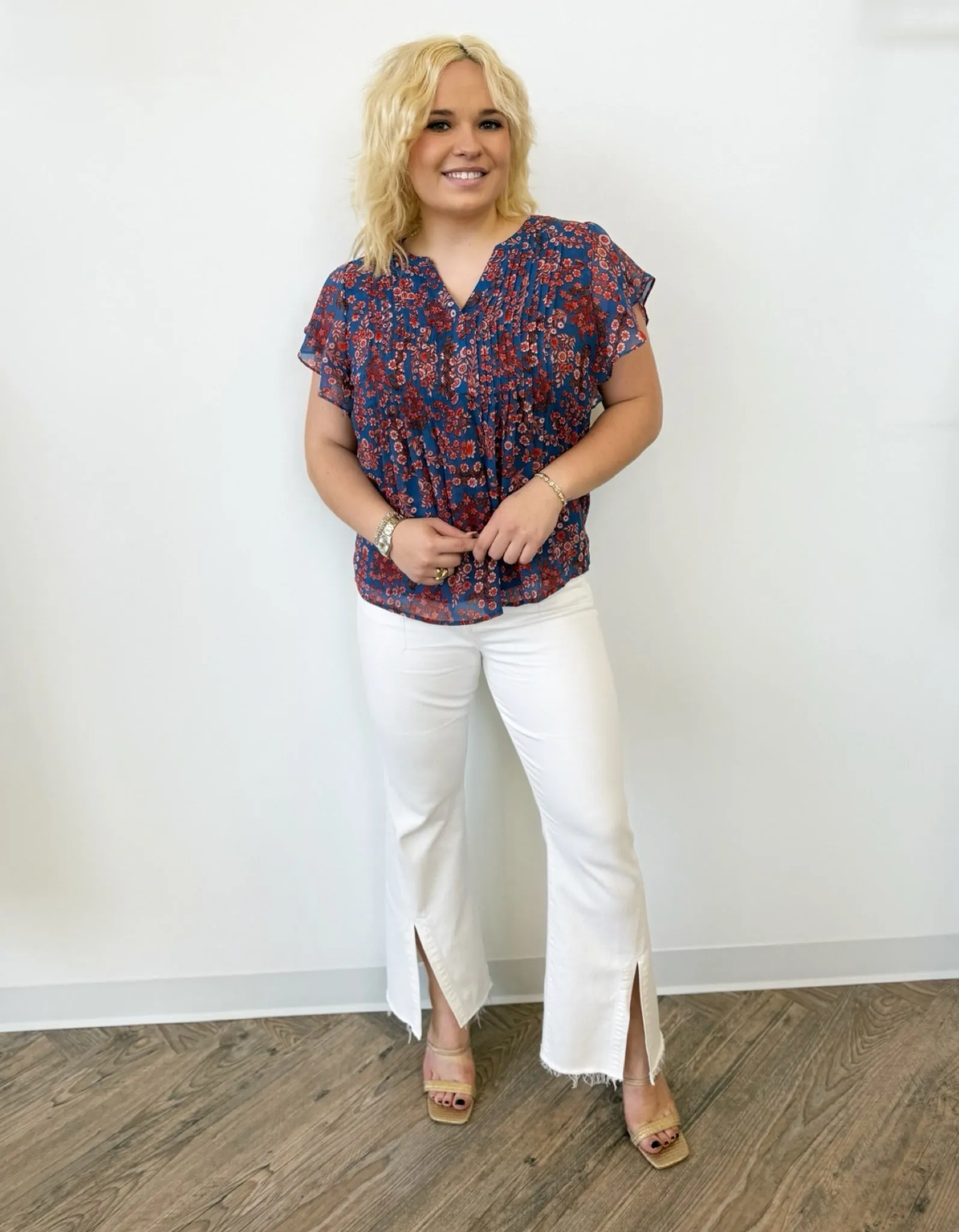 Annamarie Pleated Ruffle Blouse