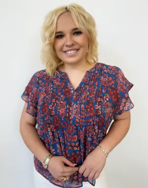 Annamarie Pleated Ruffle Blouse