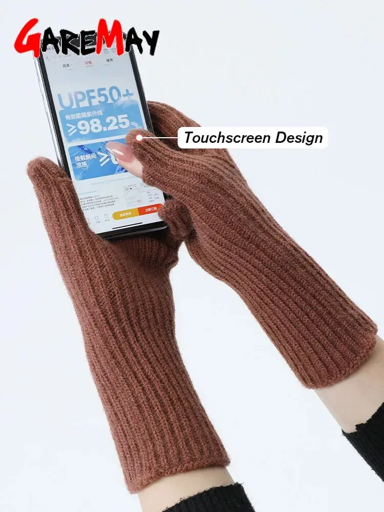 Autumn Winter Gloves Green Elegant Warm Vintage Gloves Knitted