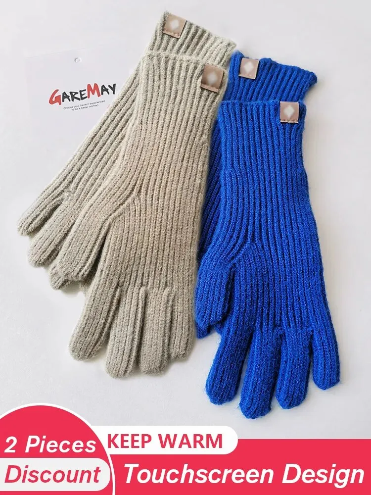Autumn Winter Gloves Green Elegant Warm Vintage Gloves Knitted