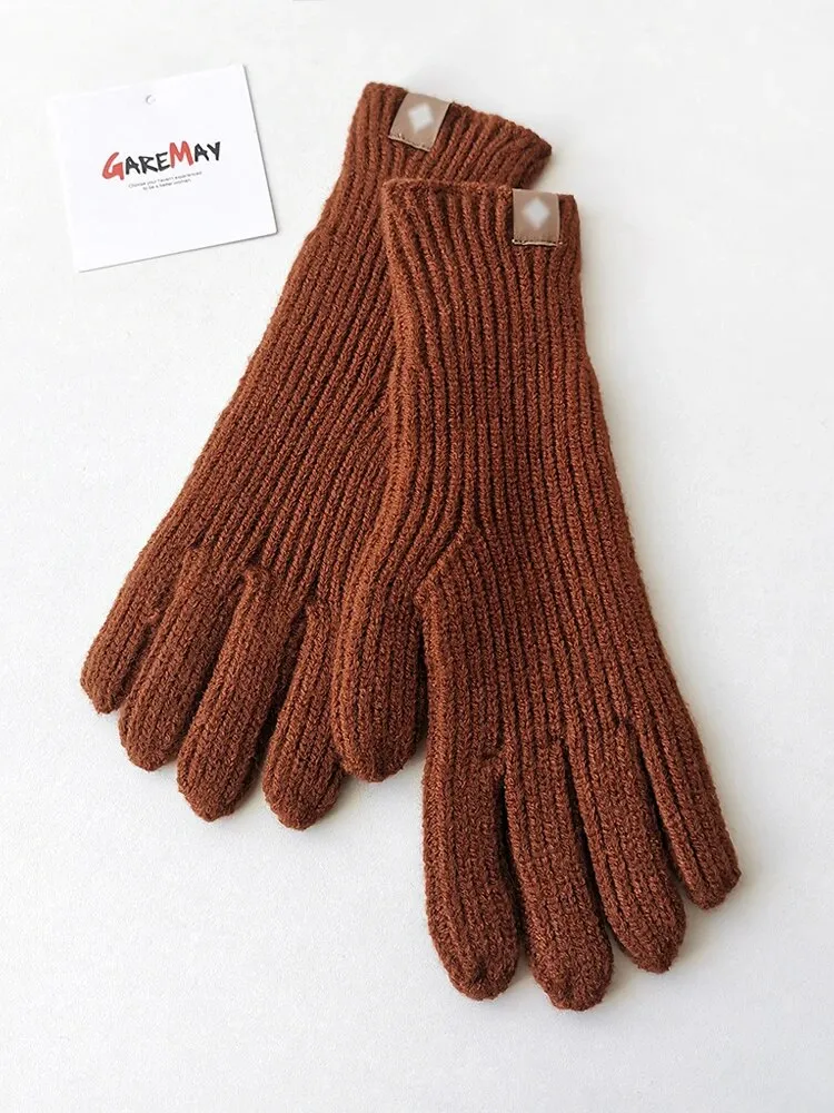 Autumn Winter Gloves Green Elegant Warm Vintage Gloves Knitted