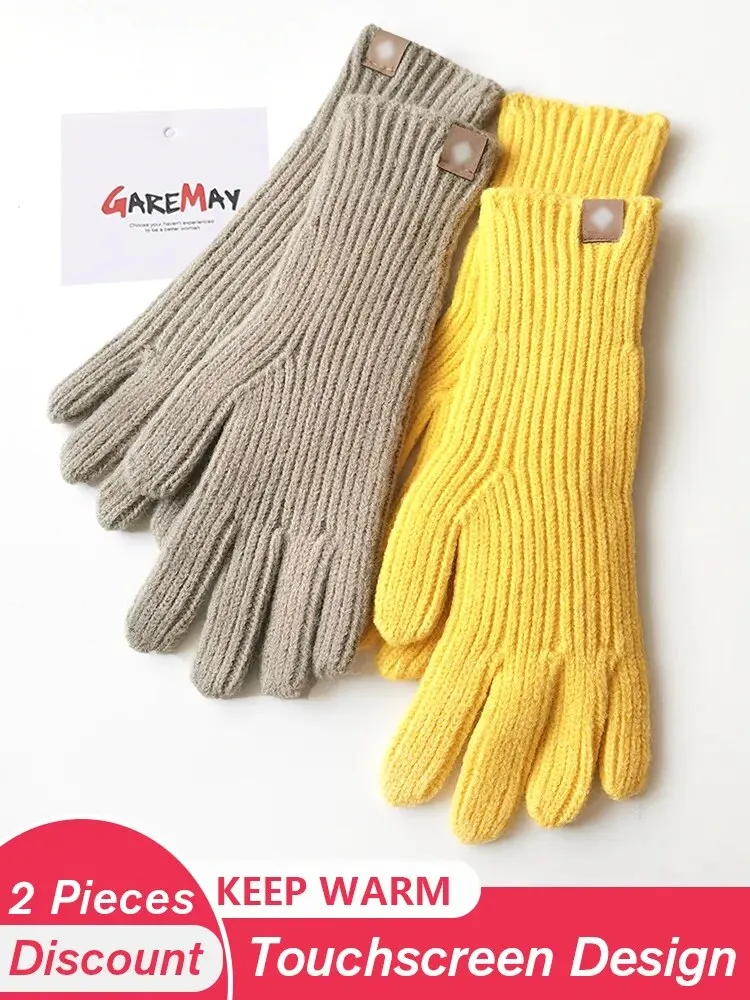 Autumn Winter Gloves Green Elegant Warm Vintage Gloves Knitted