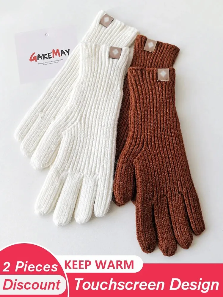 Autumn Winter Gloves Green Elegant Warm Vintage Gloves Knitted