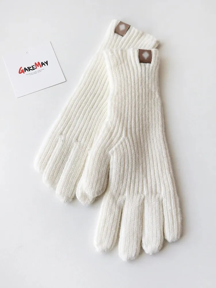 Autumn Winter Gloves Green Elegant Warm Vintage Gloves Knitted