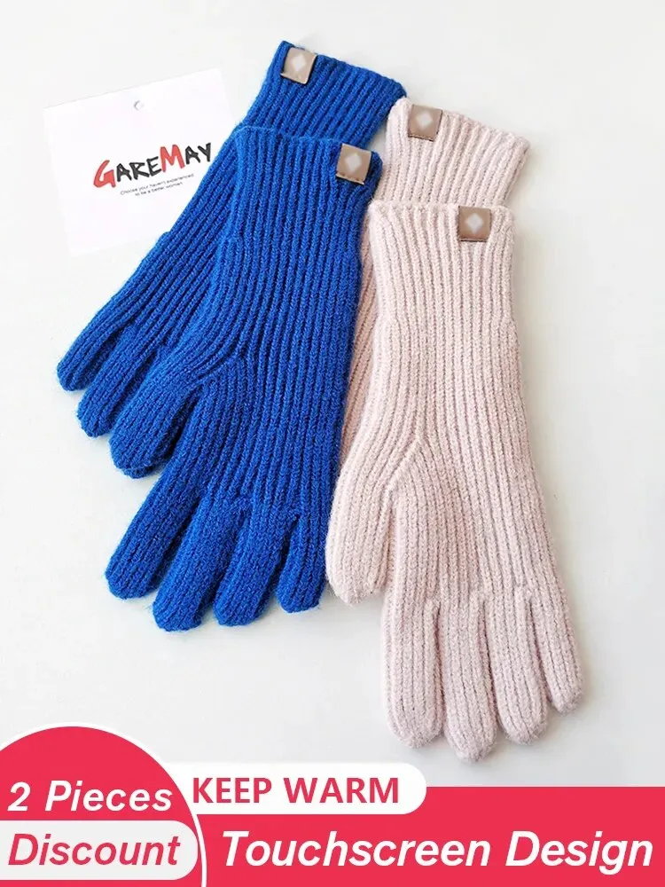 Autumn Winter Gloves Green Elegant Warm Vintage Gloves Knitted