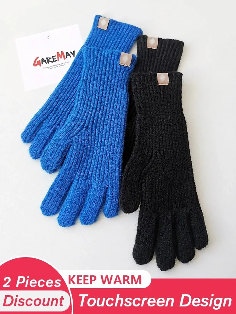 Autumn Winter Gloves Green Elegant Warm Vintage Gloves Knitted