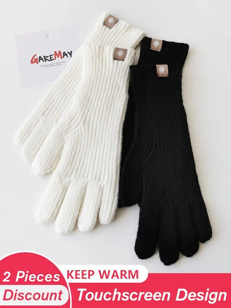 Autumn Winter Gloves Green Elegant Warm Vintage Gloves Knitted