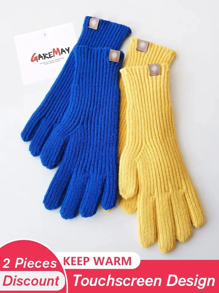 Autumn Winter Gloves Green Elegant Warm Vintage Gloves Knitted