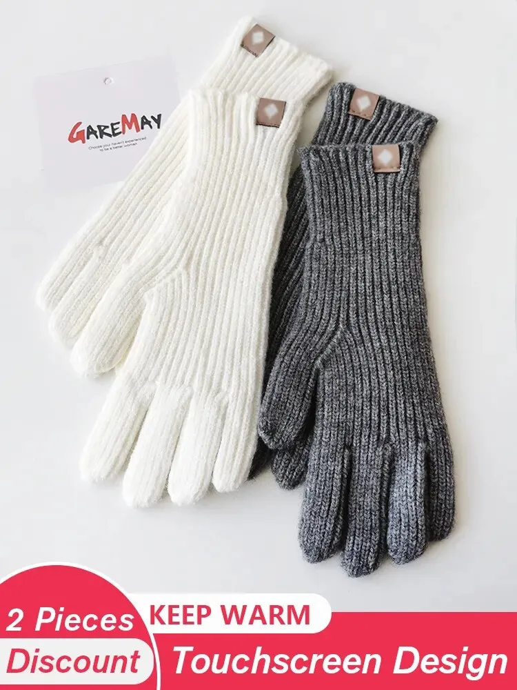 Autumn Winter Gloves Green Elegant Warm Vintage Gloves Knitted