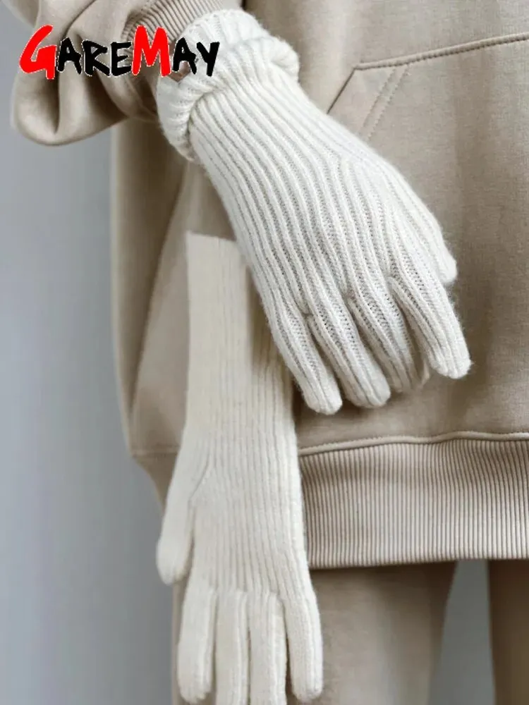 Autumn Winter Gloves Green Elegant Warm Vintage Gloves Knitted