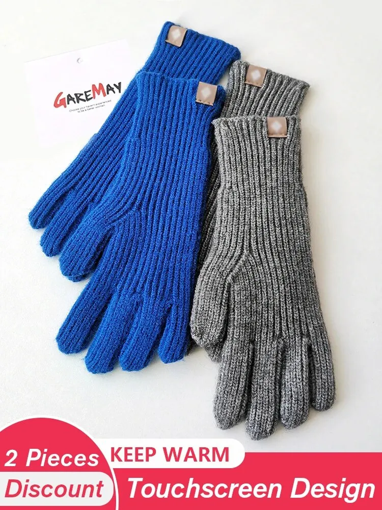 Autumn Winter Gloves Green Elegant Warm Vintage Gloves Knitted