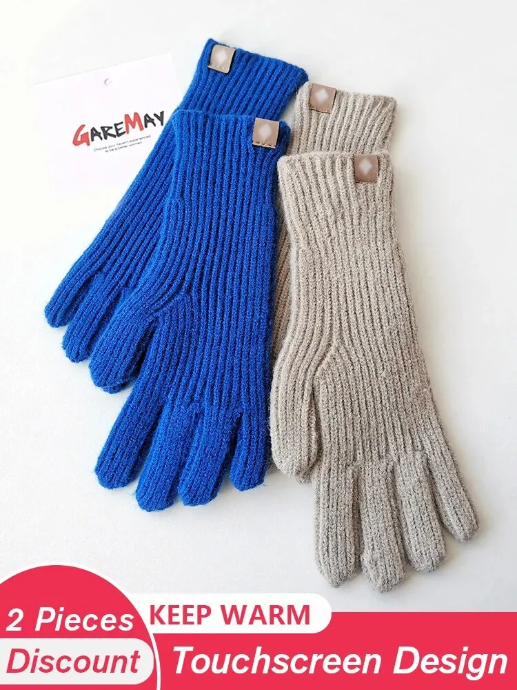 Autumn Winter Gloves Green Elegant Warm Vintage Gloves Knitted