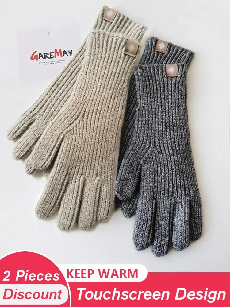 Autumn Winter Gloves Green Elegant Warm Vintage Gloves Knitted