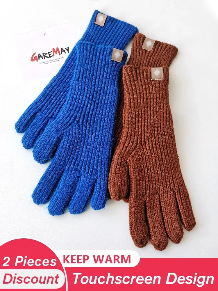 Autumn Winter Gloves Green Elegant Warm Vintage Gloves Knitted
