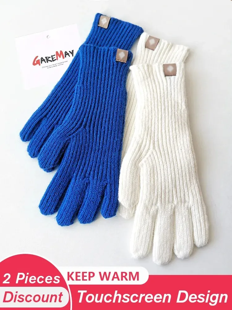 Autumn Winter Gloves Green Elegant Warm Vintage Gloves Knitted
