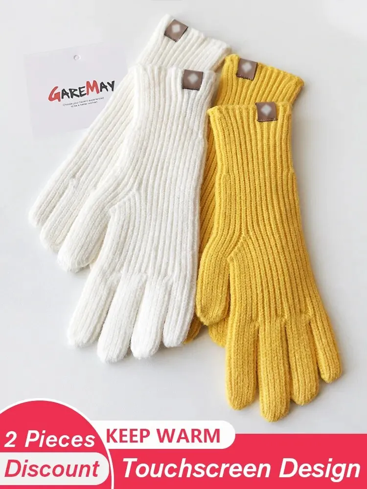 Autumn Winter Gloves Green Elegant Warm Vintage Gloves Knitted