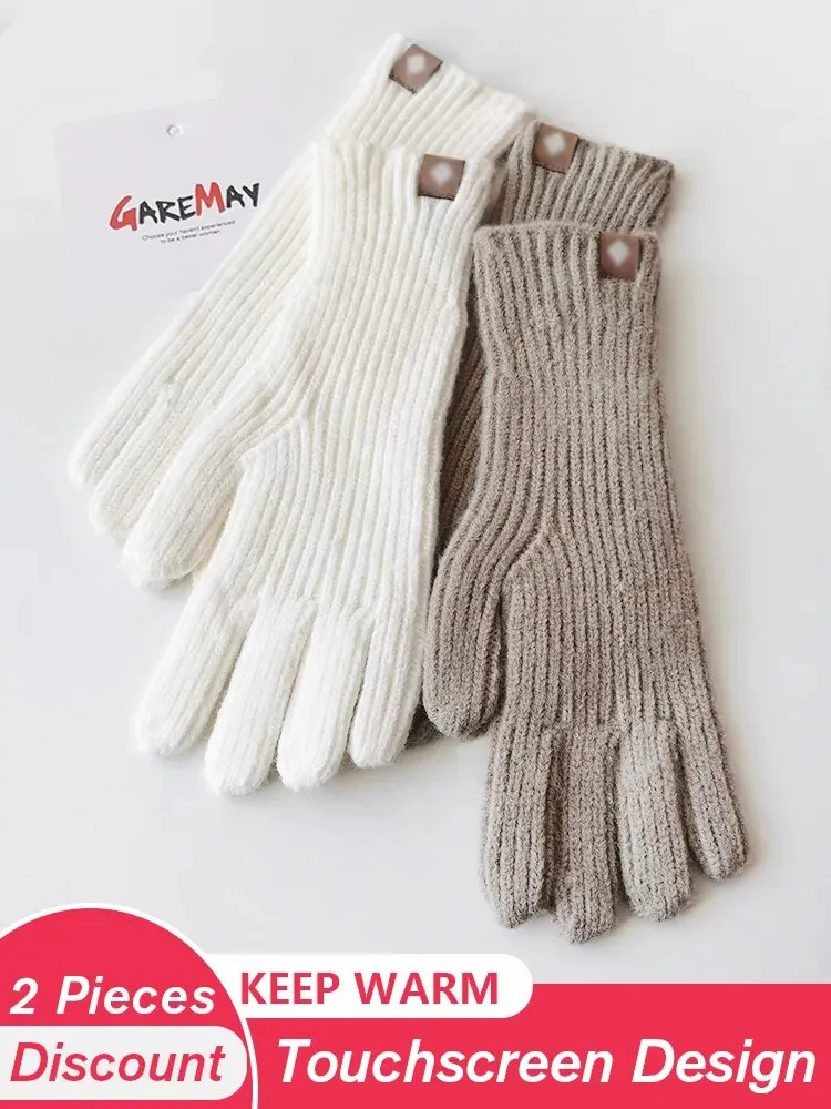 Autumn Winter Gloves Green Elegant Warm Vintage Gloves Knitted