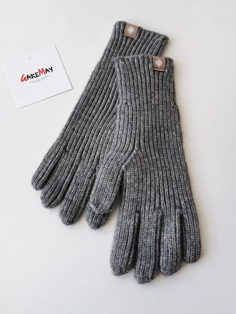 Autumn Winter Gloves Green Elegant Warm Vintage Gloves Knitted