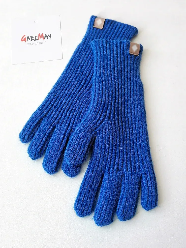 Autumn Winter Gloves Green Elegant Warm Vintage Gloves Knitted