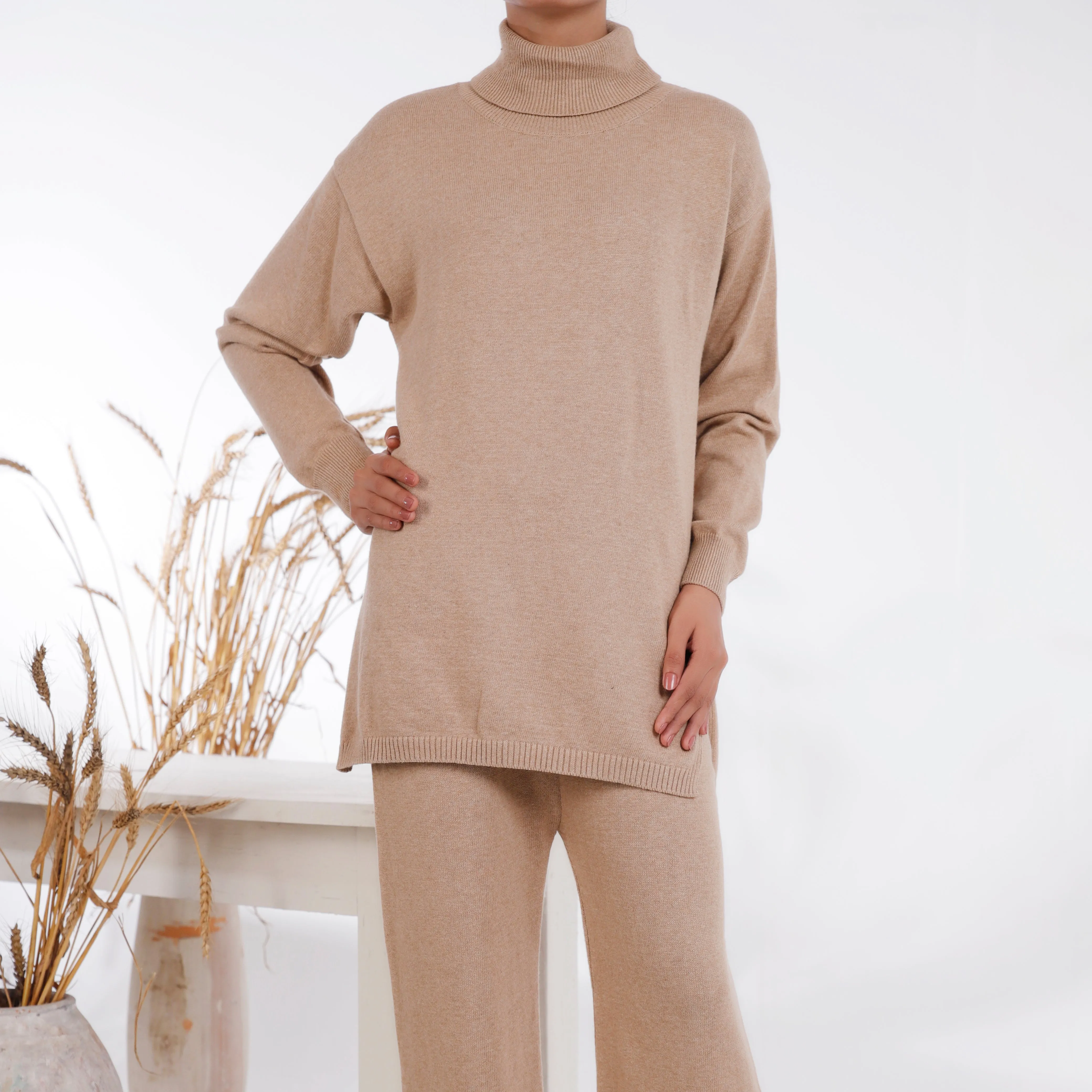 Beige Sweaters Co-ord Set PW4856