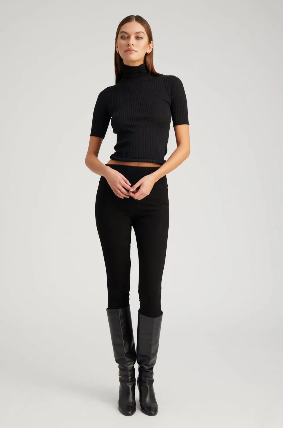 Black Suede Crop