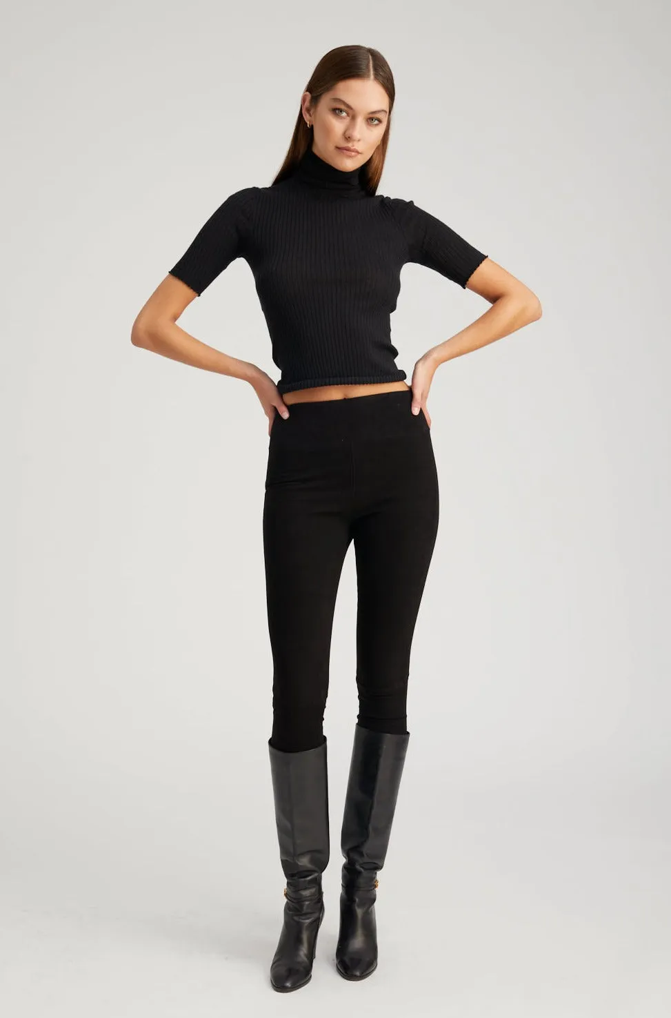 Black Suede Crop