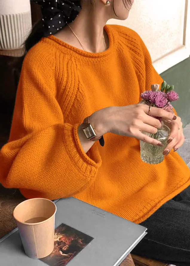 Bohemian Yellow O Neck Patchwork Cozy Knit Sweaters Long Sleeve TU044