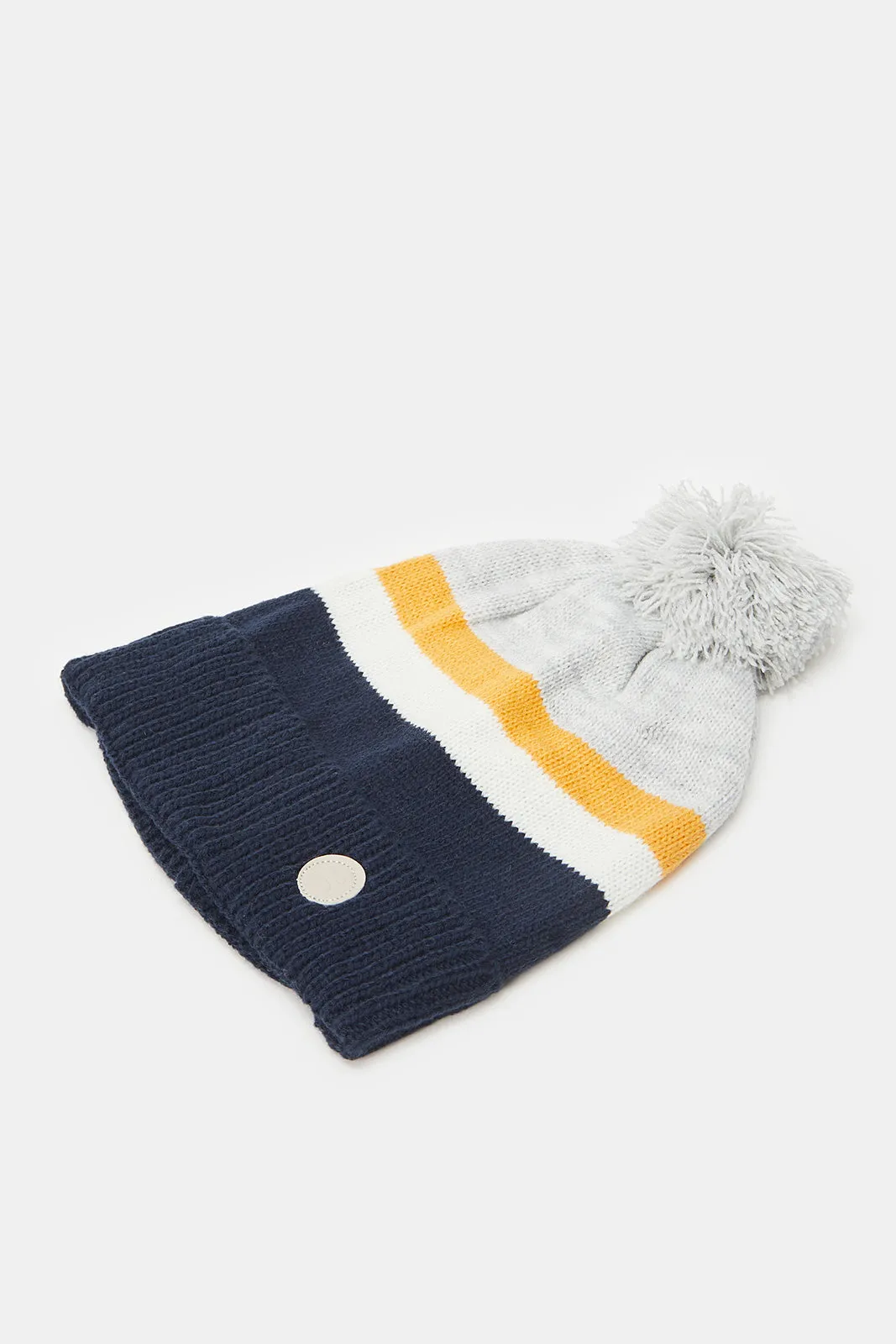 Boys Navy And Grey Knitted Cap With Gloves (Pack of 2)