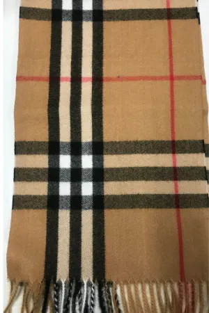 Burberry Look Plaid Wool Blend Scarf Mustard
