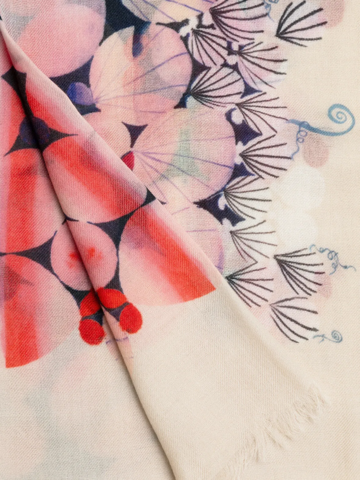 Cashmere Scarf with Silver Dollars Print