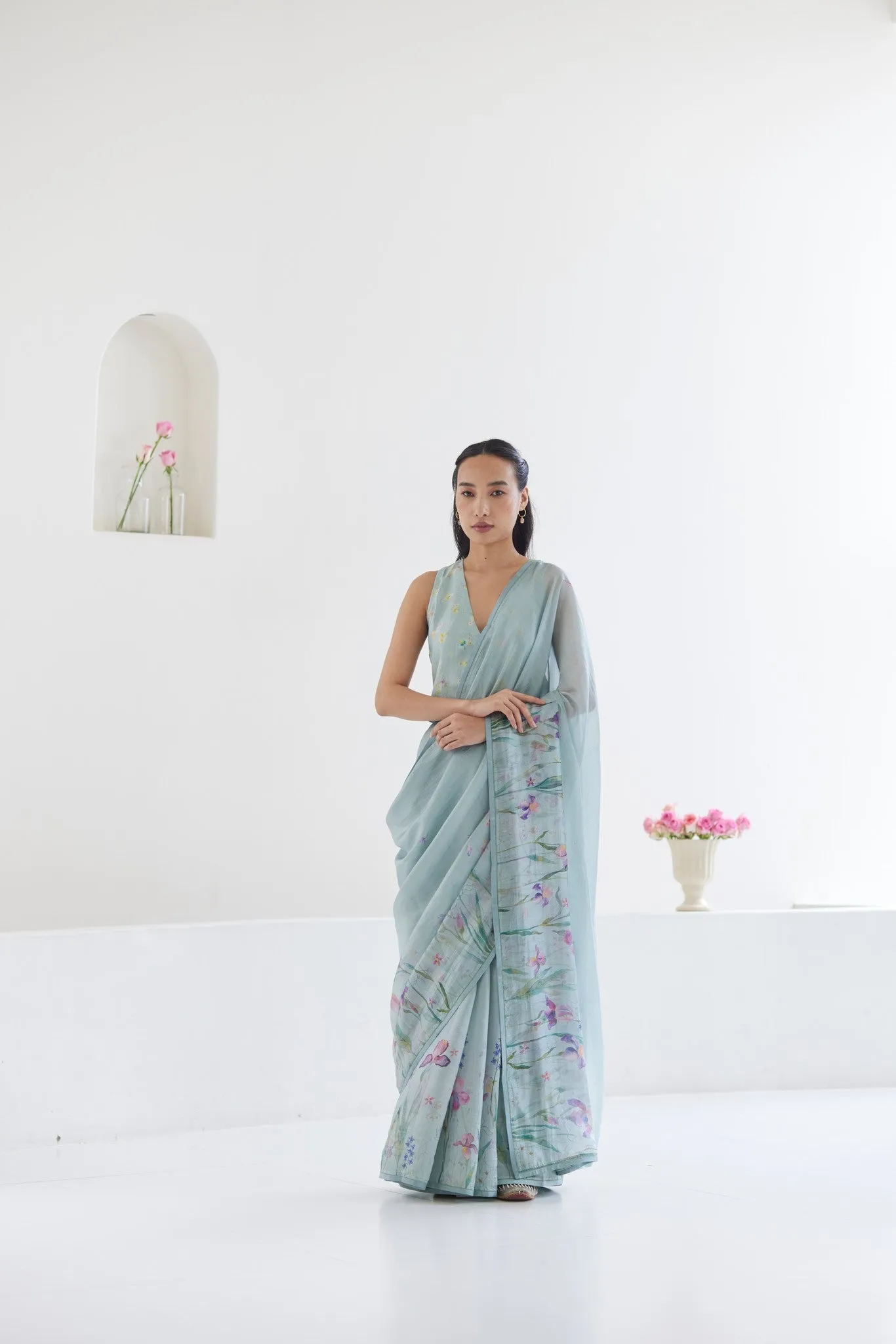 Cherished Times Seafoam Saree