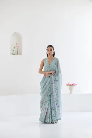 Cherished Times Seafoam Saree