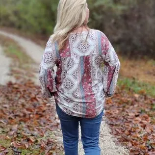 Clementine V-Neck BOHO Fall Printed Top