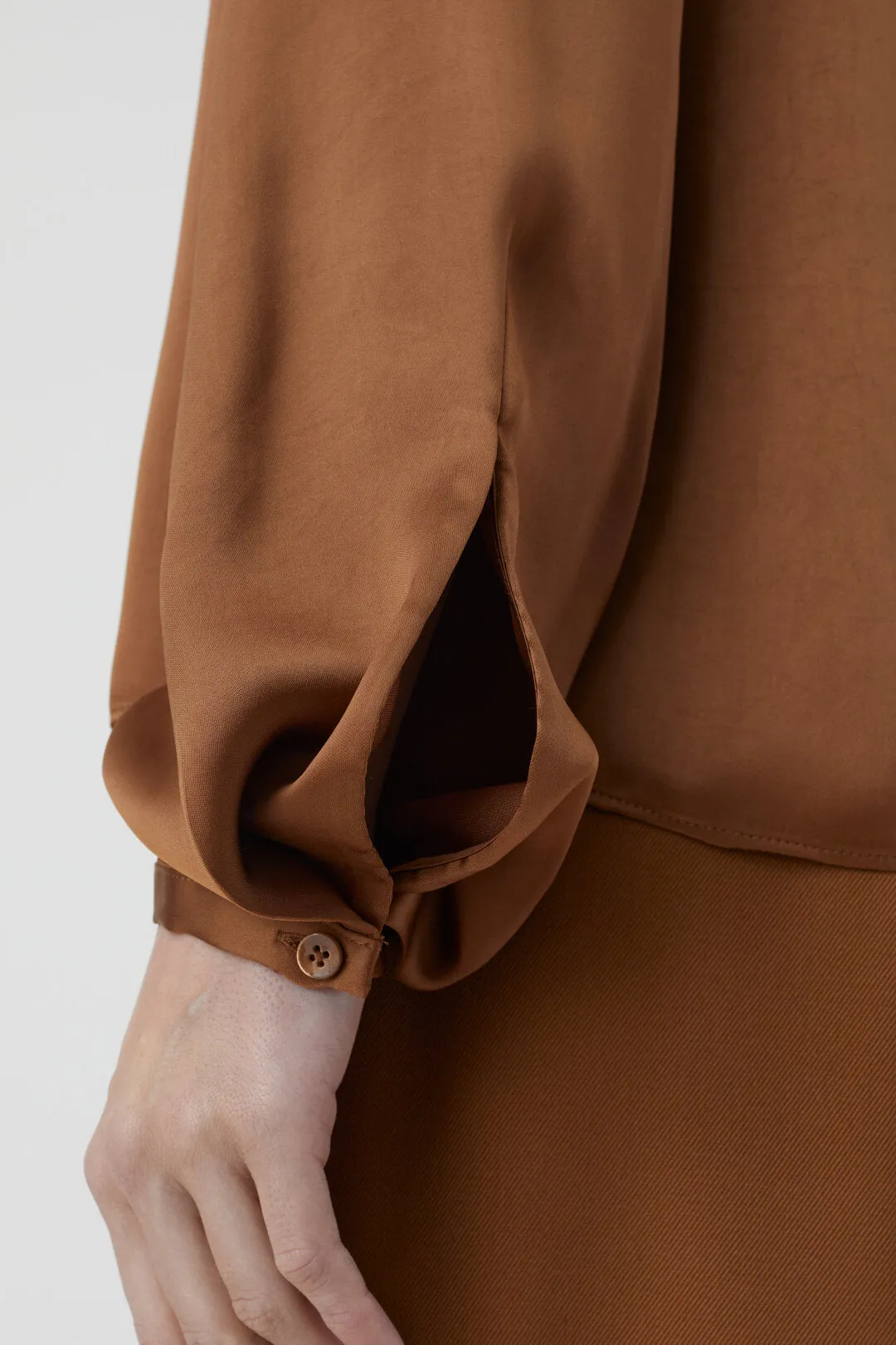 CLOSED WOMENS SLEEK TWILL BLOUSE - AUBURN