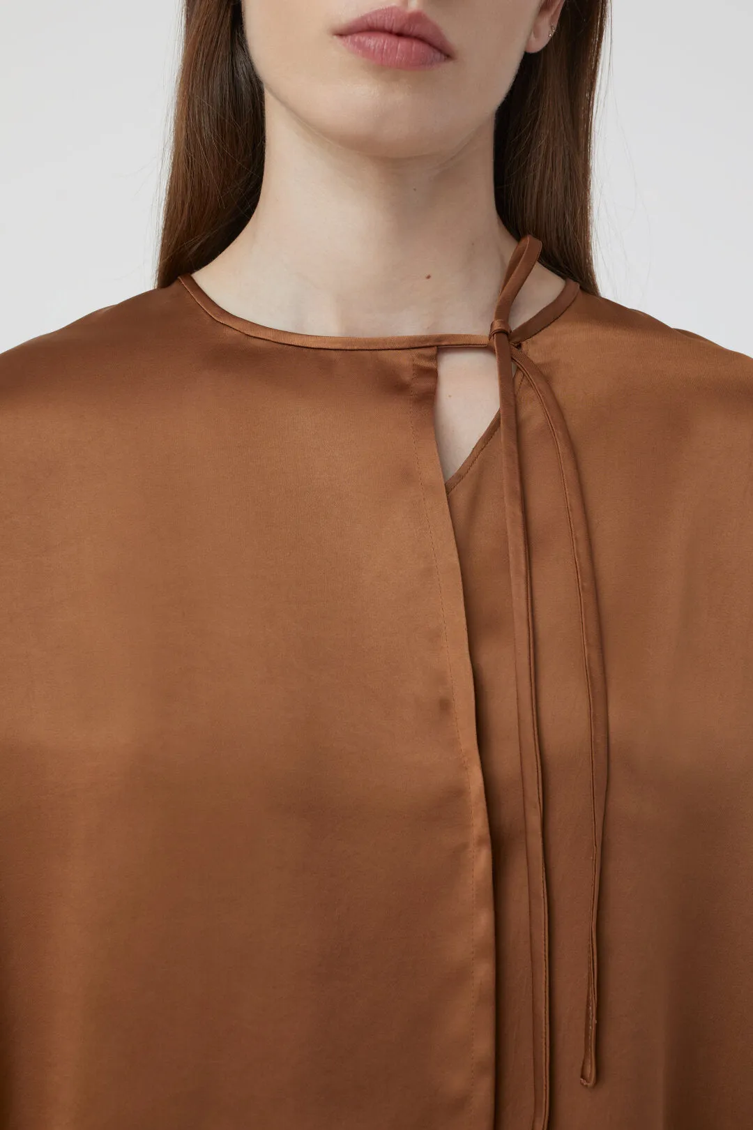 CLOSED WOMENS SLEEK TWILL BLOUSE - AUBURN