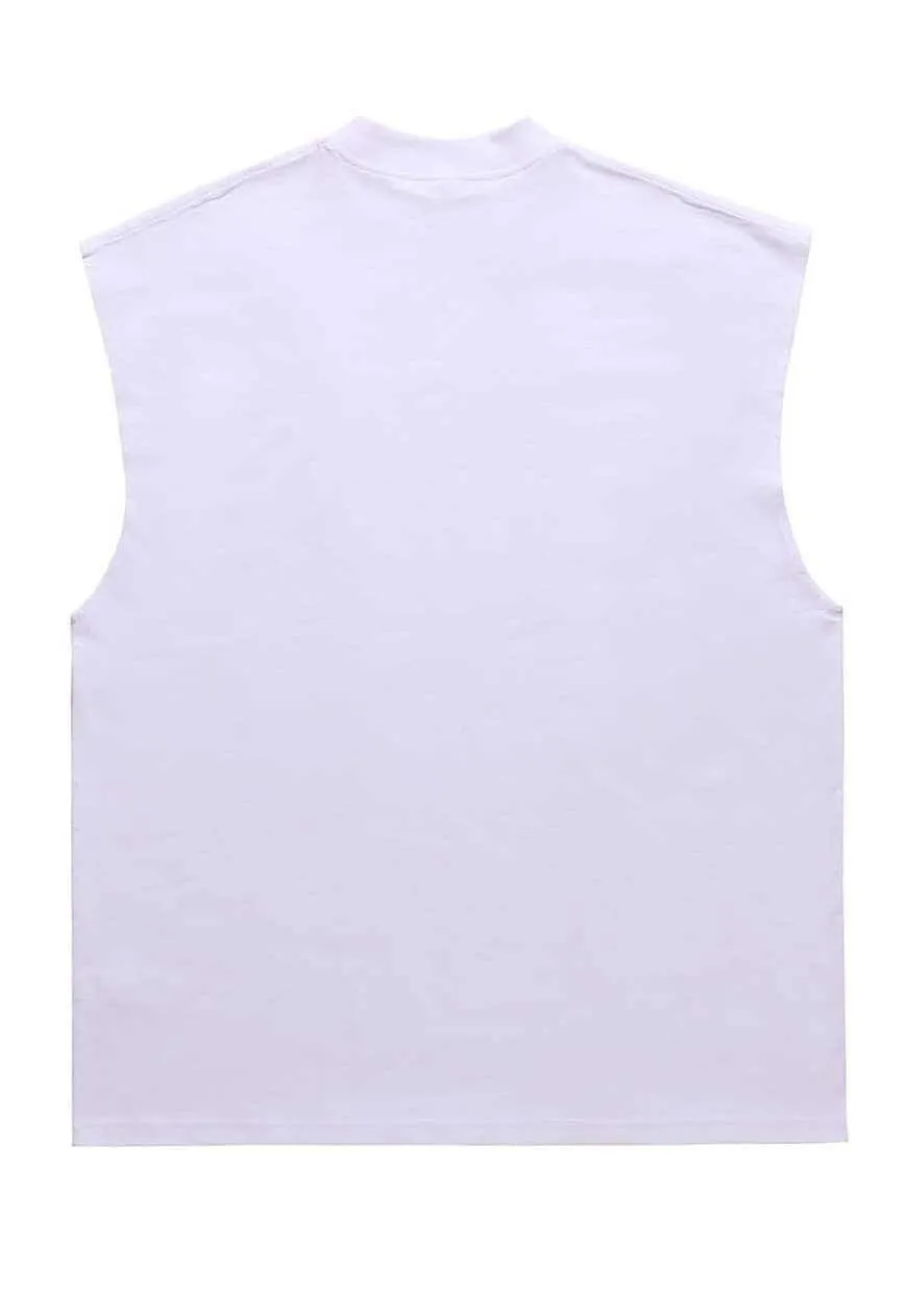 Creepy print sleeveless t-shirt tank top retro surfer vest
