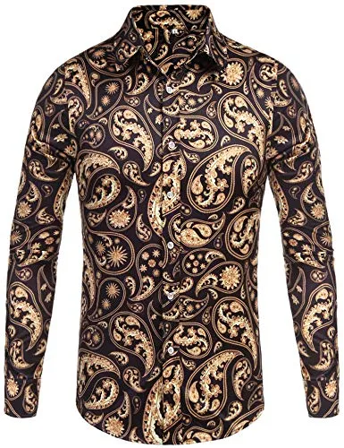 Daupanzees Mens Long Sleeve Fashion Luxury Design Print Dress Shirt at Amazon Menâs Clothing store: