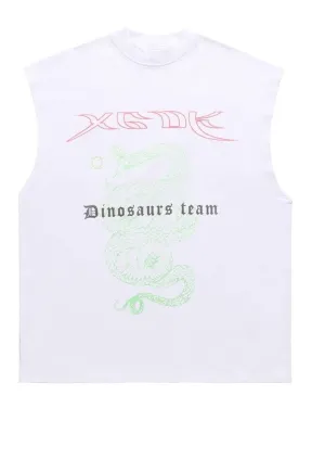 Dinosaur sleeveless tshirt dragon print tank top surfer vest