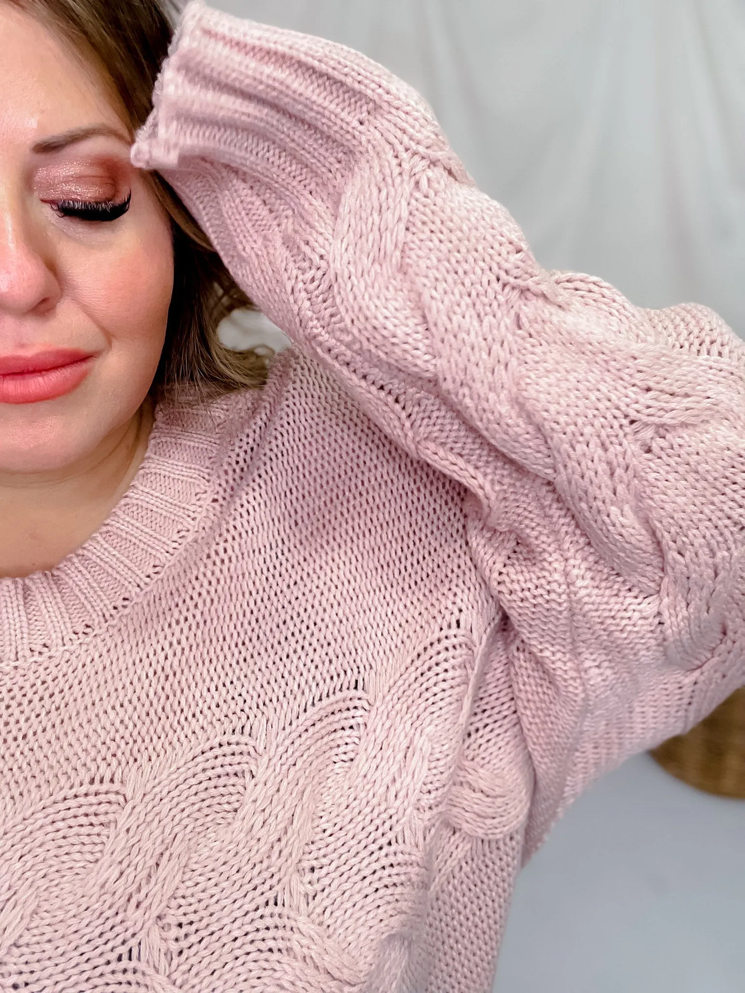 Dusty Rose Cable Knit Sweater FINAL SALE