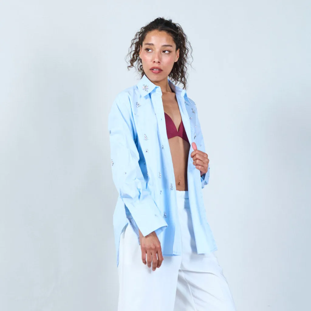 Embellished oversized shirt wholesale