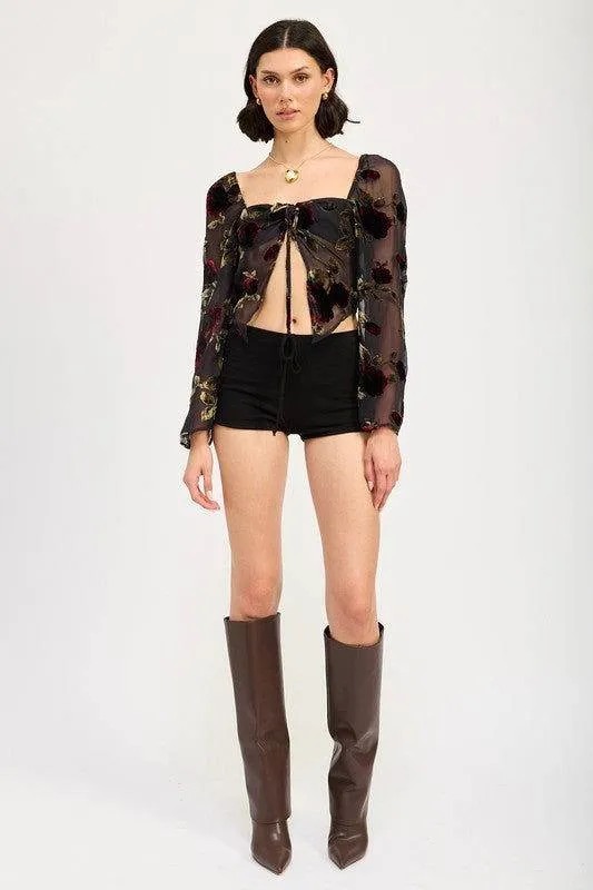 Emory Park Floral Flyaway Sleeve Top