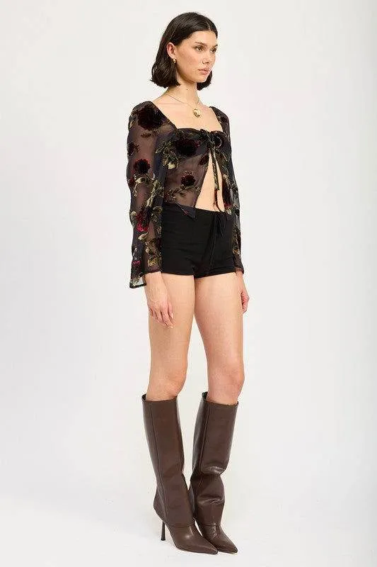 Emory Park Floral Flyaway Sleeve Top