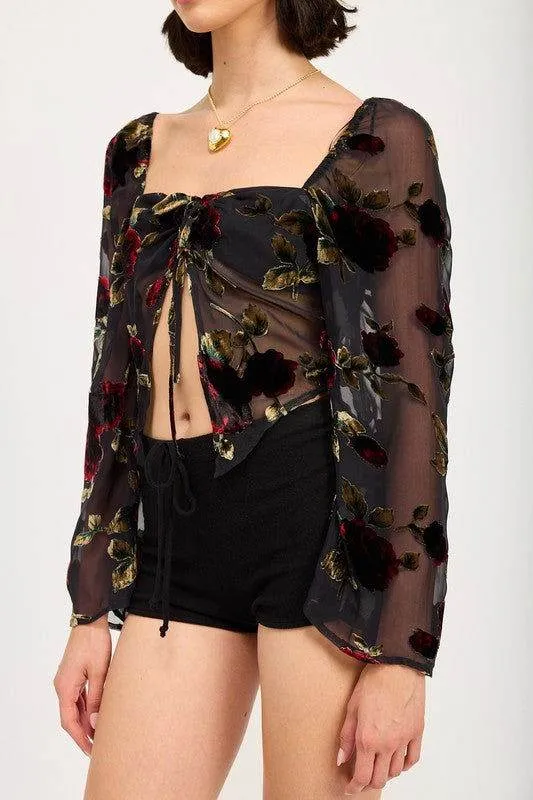 Emory Park Floral Flyaway Sleeve Top