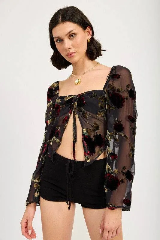 Emory Park Floral Flyaway Sleeve Top